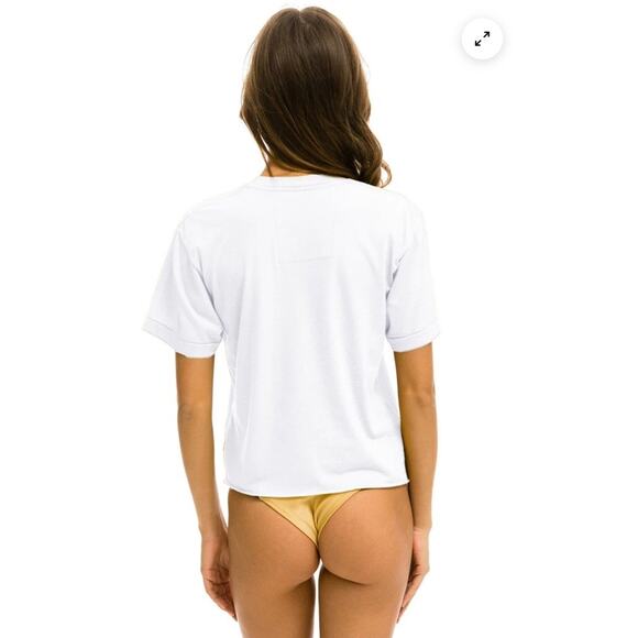 Aviator Nation SMILEY 2 BOYFRIEND TEE - WHITE Womens Sz L NWT $83 - Picture 2 of 11